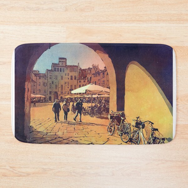Item preview, Watercolor painting of Lucca, Italy- people in the Anfiteatro central square.  Painting Lucca Italy artwork designed and sold by rfoxphoto.