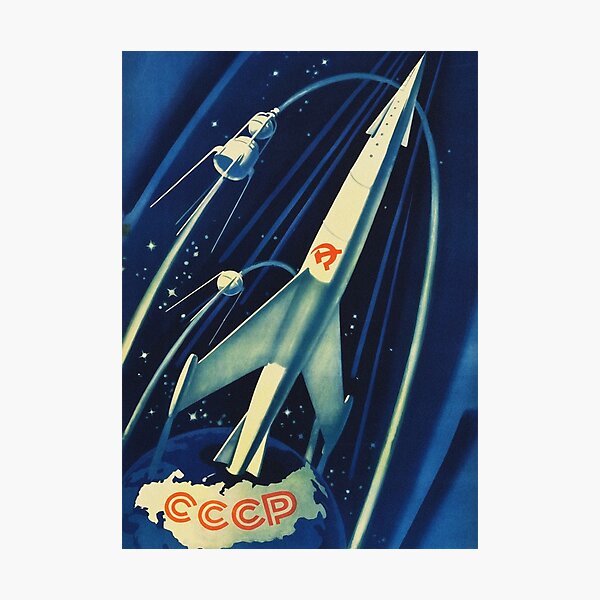Soviet Space poster propaganda [Sovietwave] [HQ-quality, Restored] Photographic Print