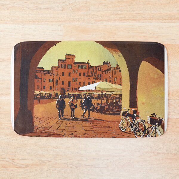Item preview, Watercolor painting of Lucca, Italy- people in the Anfiteatro central square.  Painting Lucca Italy artwork designed and sold by rfoxphoto.