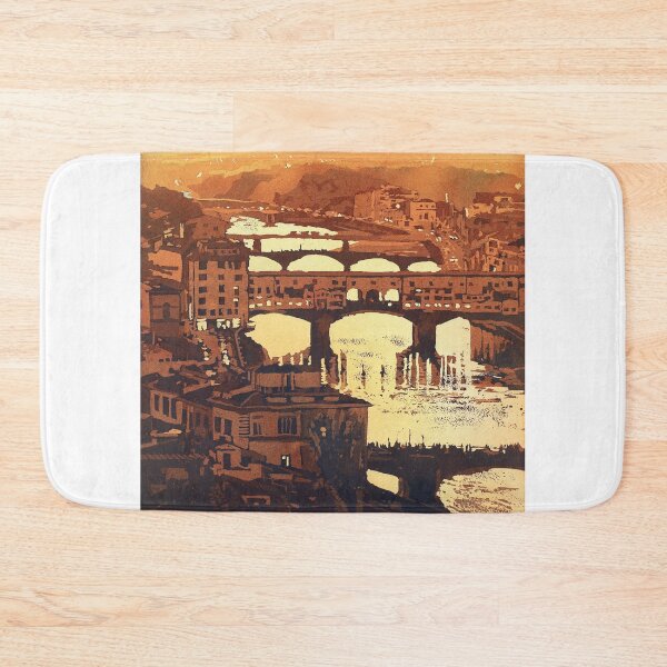 Item preview, Ponte Vecchio at sunset in the medieval city of Florence, Italy at night.  designed and sold by rfoxphoto.