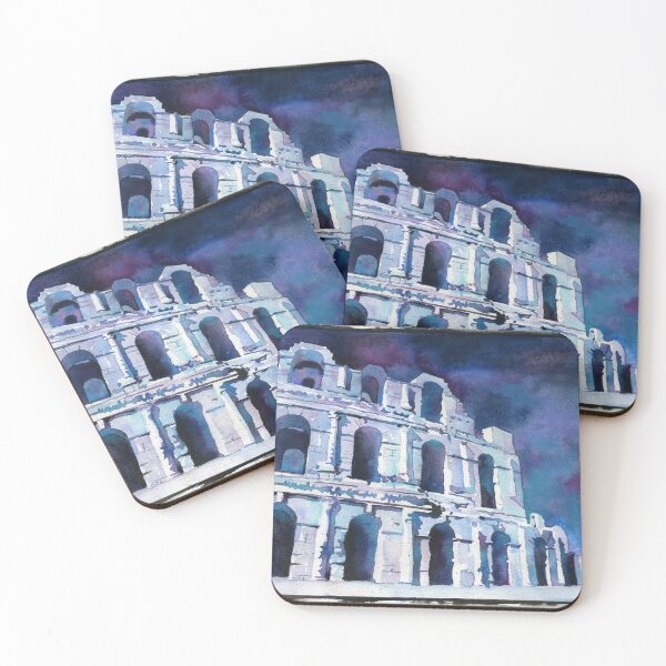 Item preview, Roman Coliseum in the city of El-Djem, Tunisia.  Watercolor painting designed and sold by rfoxphoto.