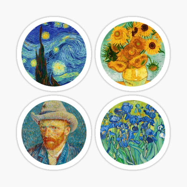 40PCS Vincent Willem Van Gogh Stickers Art Painter Painting Sunflower  StickY^y^