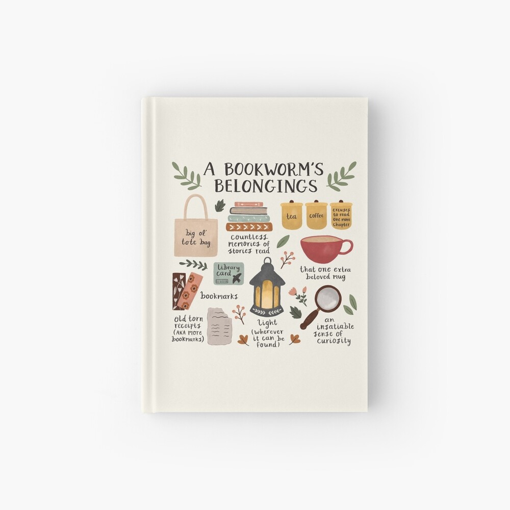 A Bookworm's Belongings Hardcover Journal
