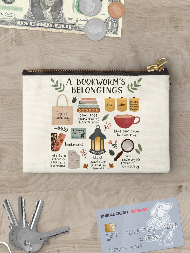 Disover A Bookworm's Belongings Makeup Bag