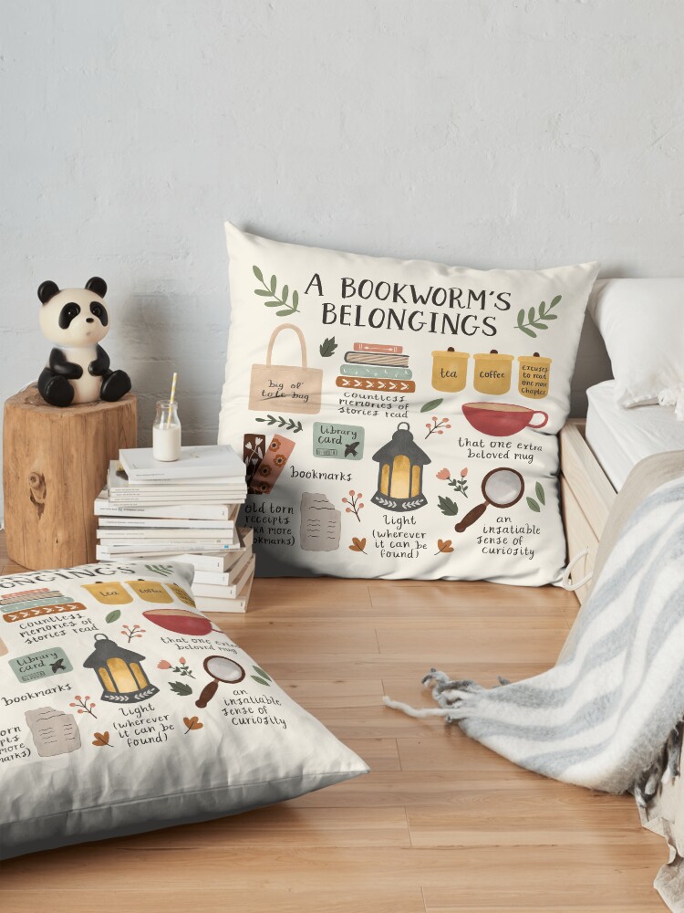Alternate view of A Bookworm's Belongings Floor Pillow