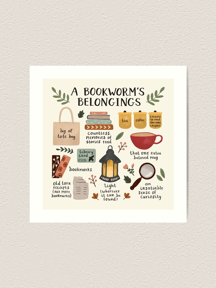Alternate view of A Bookworm's Belongings Art Print