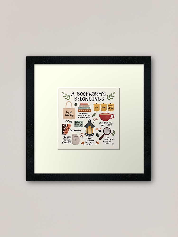 Alternate view of A Bookworm's Belongings Framed Art Print