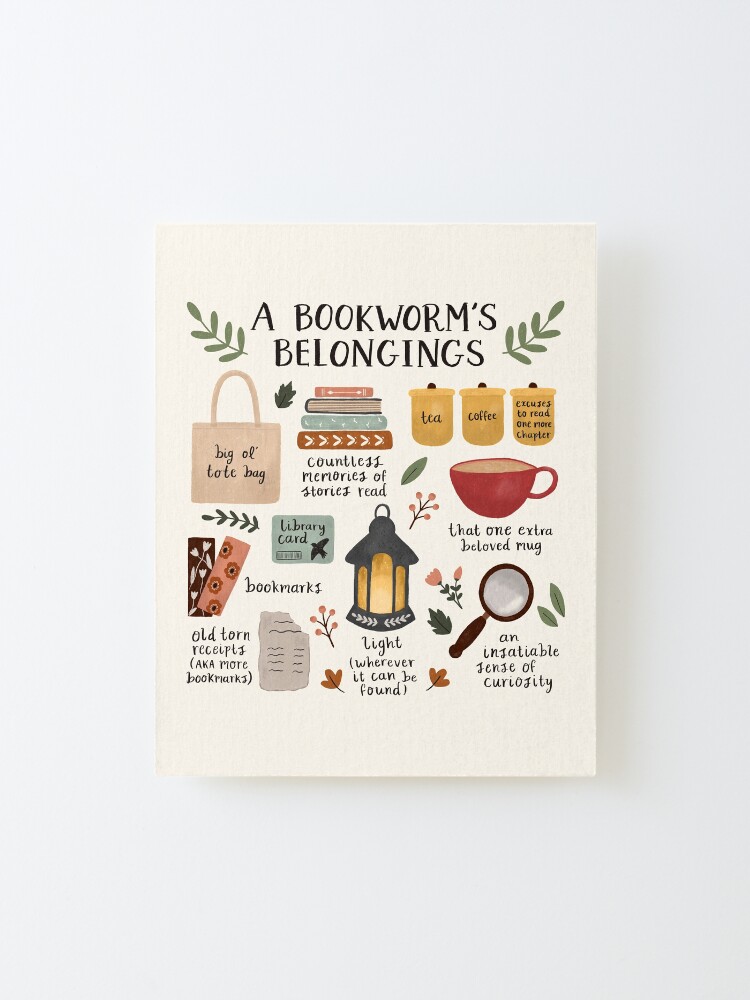 Alternate view of A Bookworm's Belongings Mounted Print