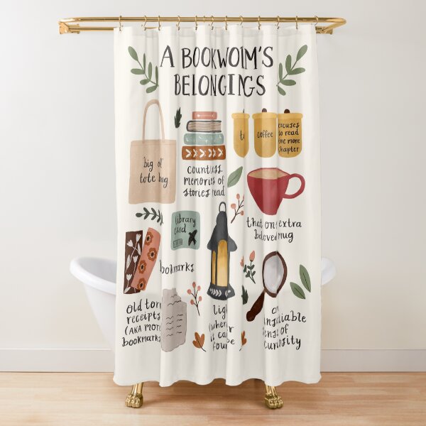A Bookworm's Belongings Shower Curtain