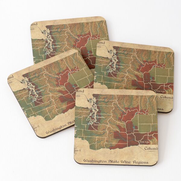 Item preview, Vintage Looking Washington State Wine Region Map designed and sold by ArtisticGoldCC.