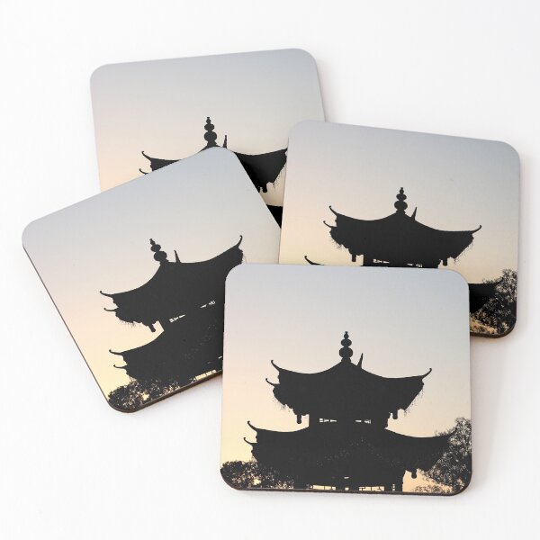 Item preview, Asian pagoda silhouette in the sunset  designed and sold by goceris.