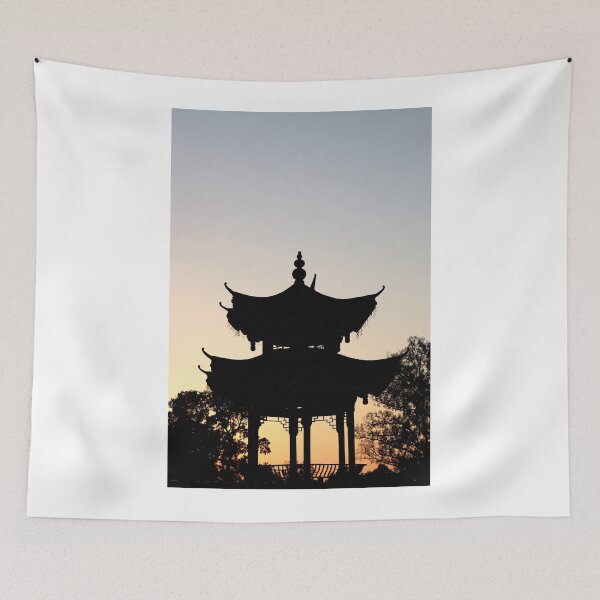 Item preview, Asian pagoda silhouette in the sunset  designed and sold by goceris.