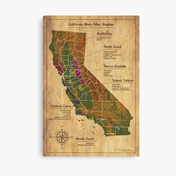 Item preview, Vintage California Wine Region Map designed and sold by ArtisticGoldCC.