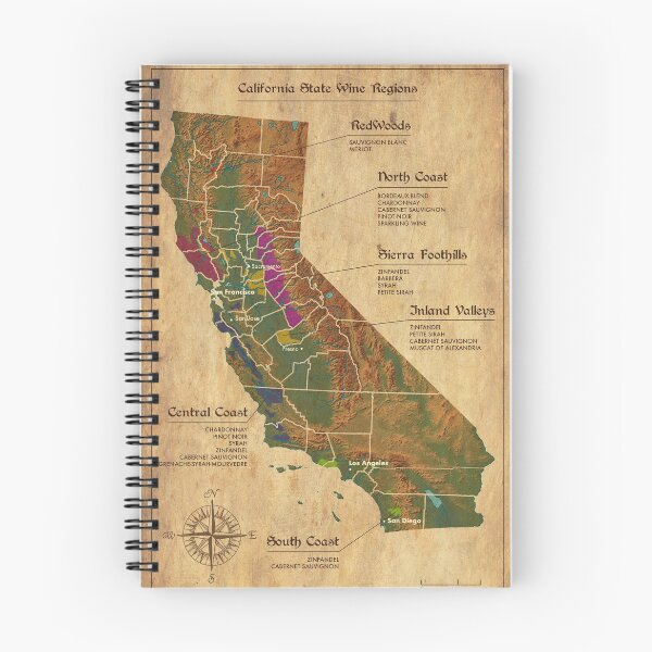 Item preview, Vintage California Wine Region Map designed and sold by ArtisticGoldCC.