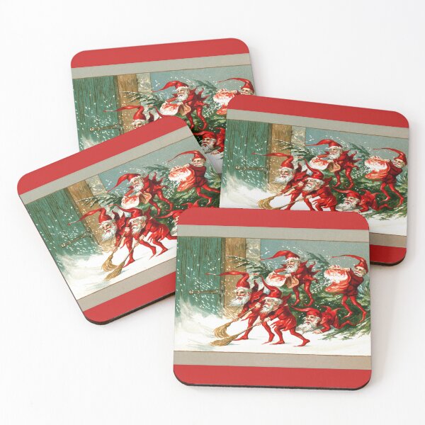Item preview,  RED CHRISTMAS ELVES SWEEPING SNOW  designed and sold by BulganLumini.