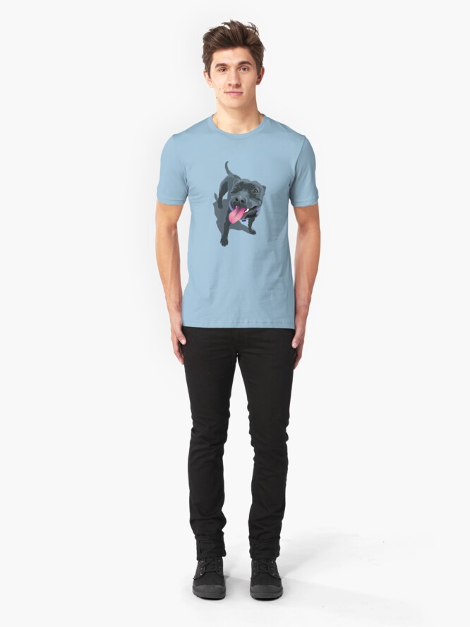 Alternate view of Staffie Dog Aqua Slim Fit T-Shirt