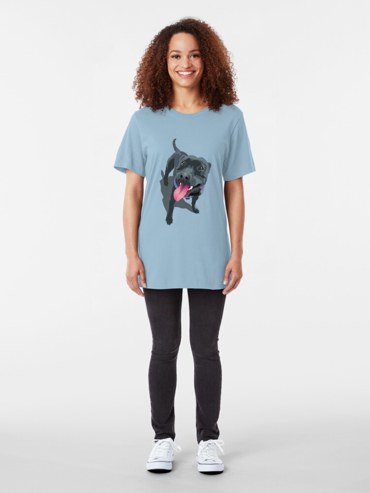 Alternate view of Staffie Dog Aqua Slim Fit T-Shirt