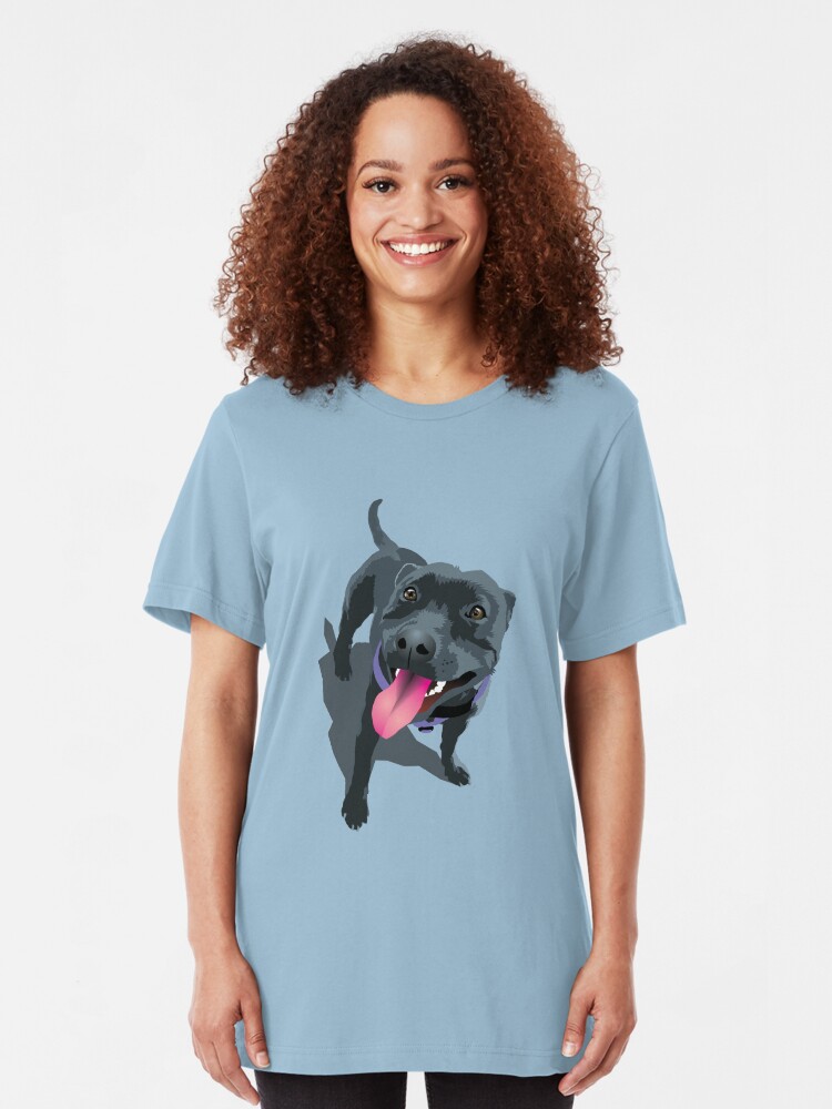Alternate view of Staffie Dog Aqua Slim Fit T-Shirt