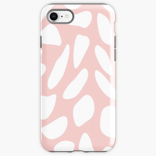 White pebbles on pink cute pattern iPhone Tough Case