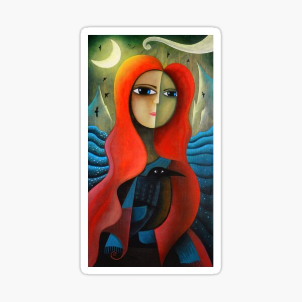 Woman with Crow dk_2019oct26a Sticker