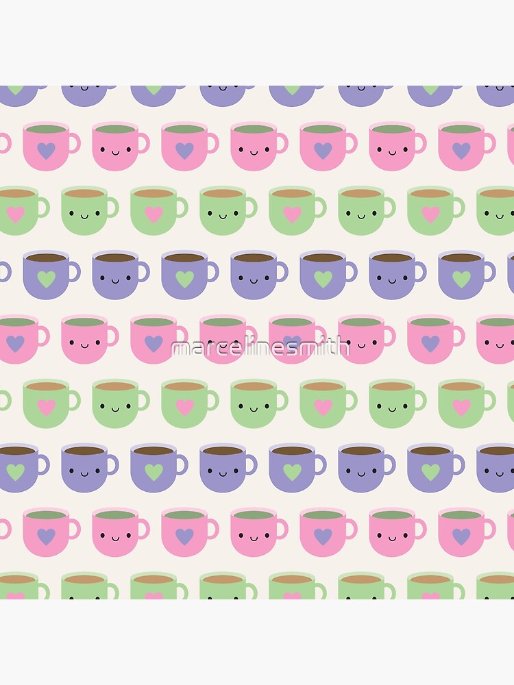 Thumbnail 4 of 4, Pillow, Time For Tea - Kawaii Cup of Tea designed and sold by marcelinesmith.