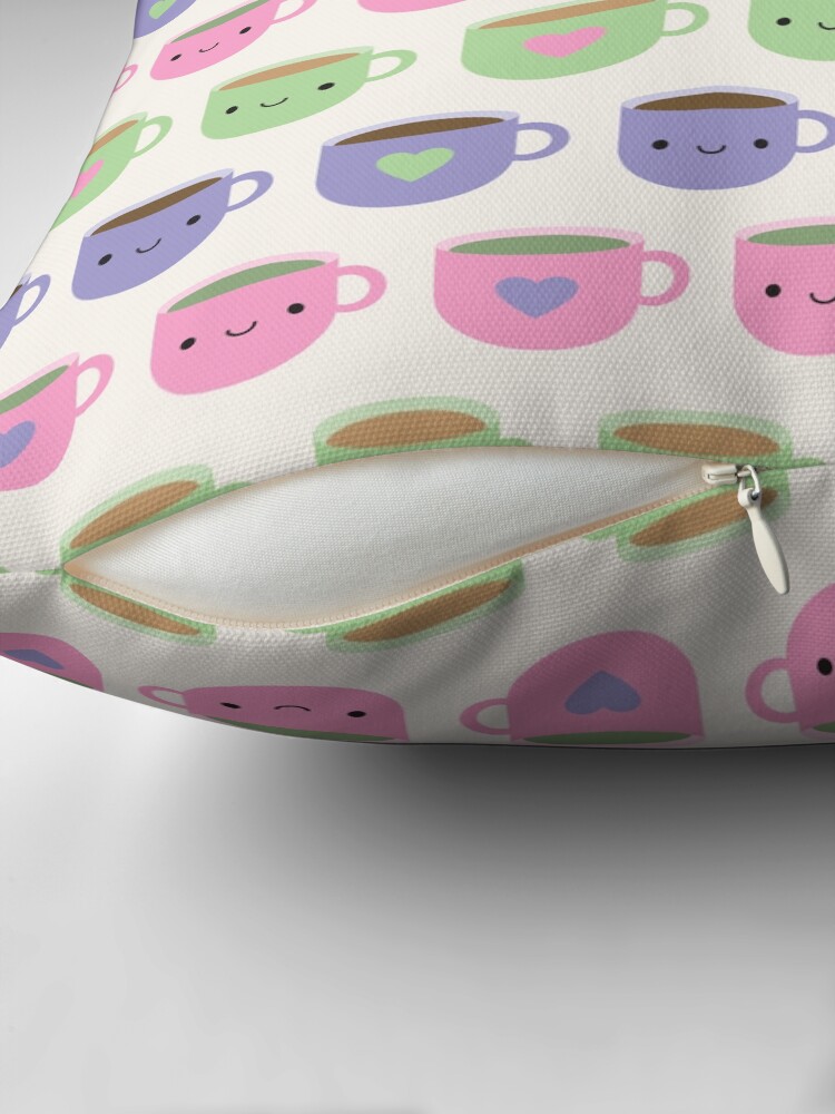 Thumbnail 2 of 4, Pillow, Time For Tea - Kawaii Cup of Tea designed and sold by marcelinesmith.