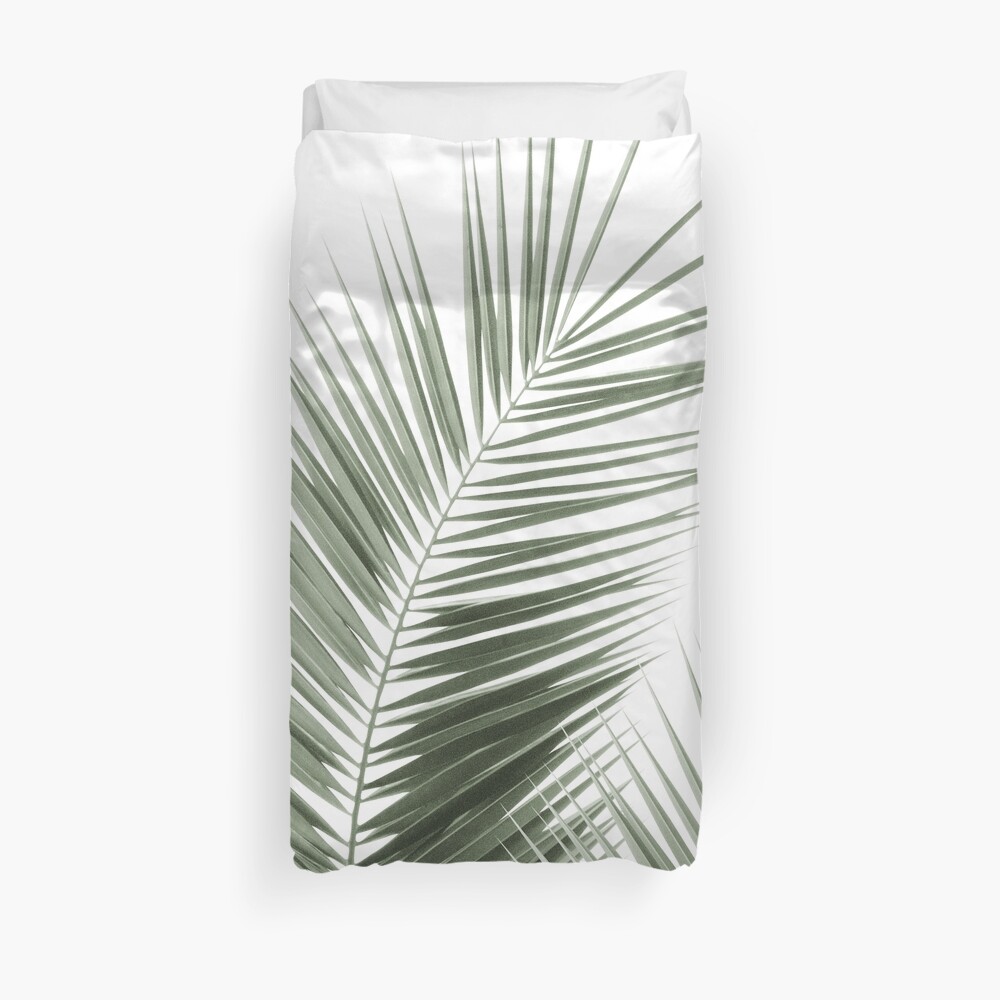 Olive Green Palm Leaves Dream - Cali Summer Vibes #1 #tropical #decor #art Duvet Cover