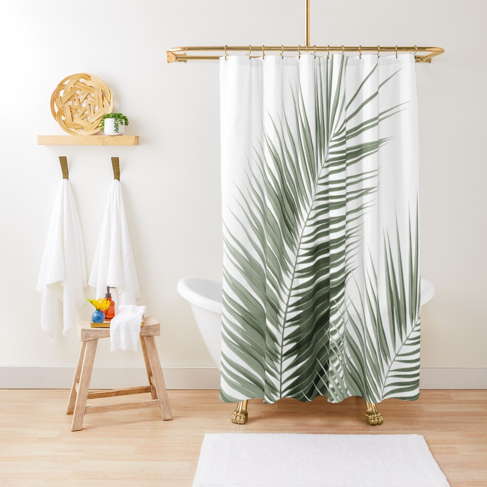 Olive Green Palm Leaves Dream - Cali Summer Vibes #1 #tropical #decor #art Shower Curtain