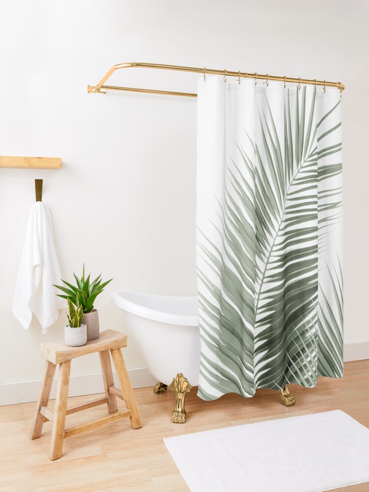 Alternate view of Olive Green Palm Leaves Dream - Cali Summer Vibes #1 #tropical #decor #art Shower Curtain