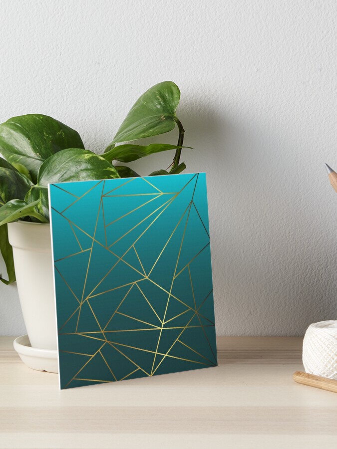 Teal Ombre and Metallic Gold Geometric Design Art Board Print for Sale by  Ladyfyre