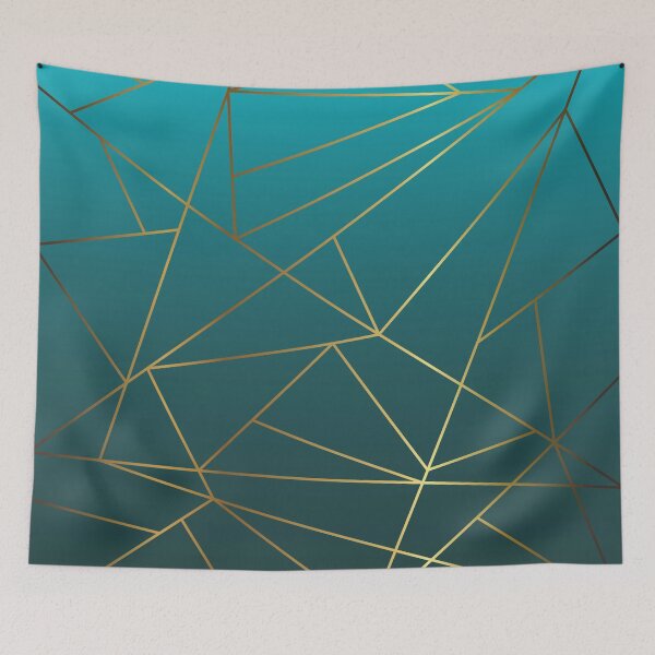 Item preview, Teal Ombre and Metallic Gold Geometric Design designed and sold by Ladyfyre.