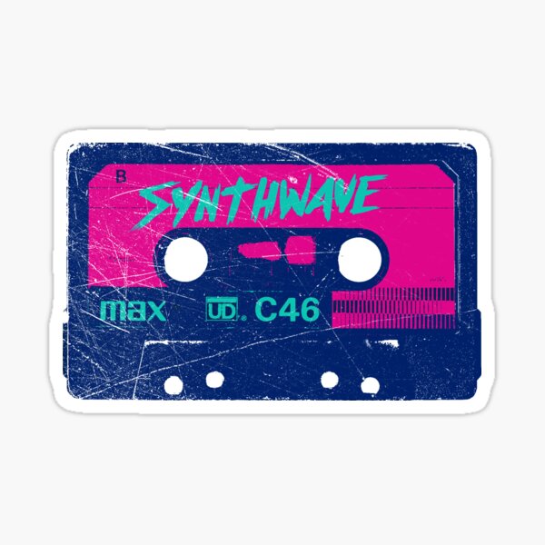 Synthwave Retrowave Aesthetic Vintage Drive Laser Cassette design Sticker