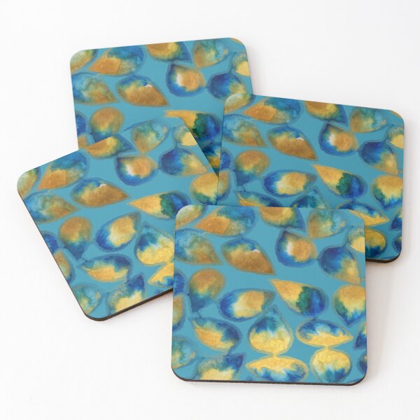 Item preview, Blue and gold petal pattern designed and sold by Josie Macey.