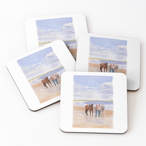 Item preview, Walking Horses On The Beach, High Quality Watercolor Art Print designed and sold by Gerard Fay.