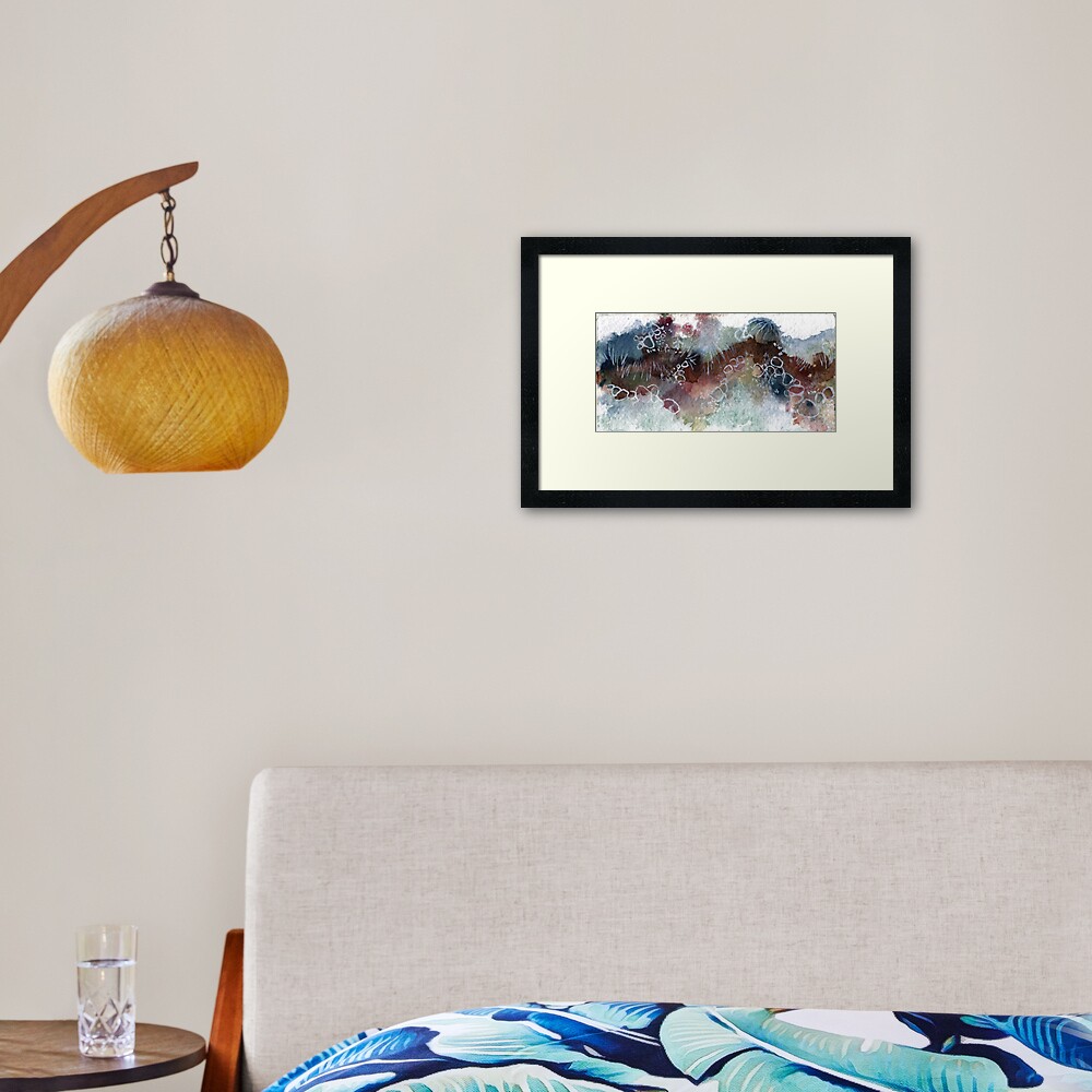 Abstract watercolor design inspired by Tongariro National Park in New Zealand Framed Art Print