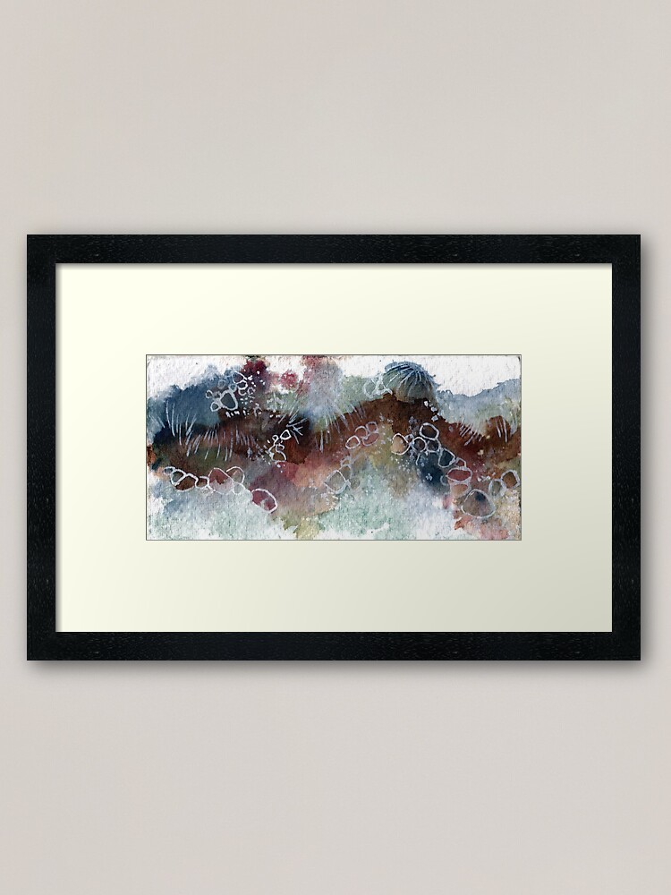 Alternate view of Abstract watercolor design inspired by Tongariro National Park in New Zealand Framed Art Print