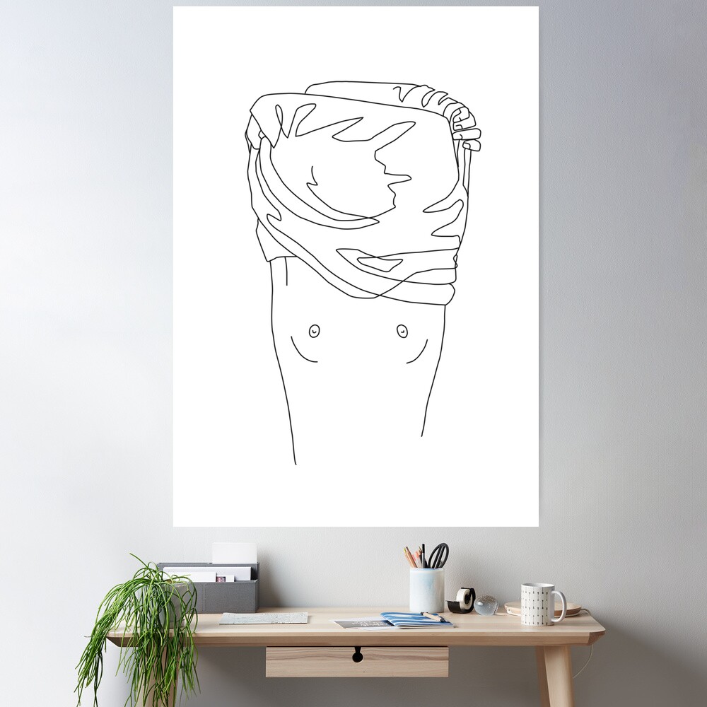 Female Art Woman Undressing - Abstract Line Art