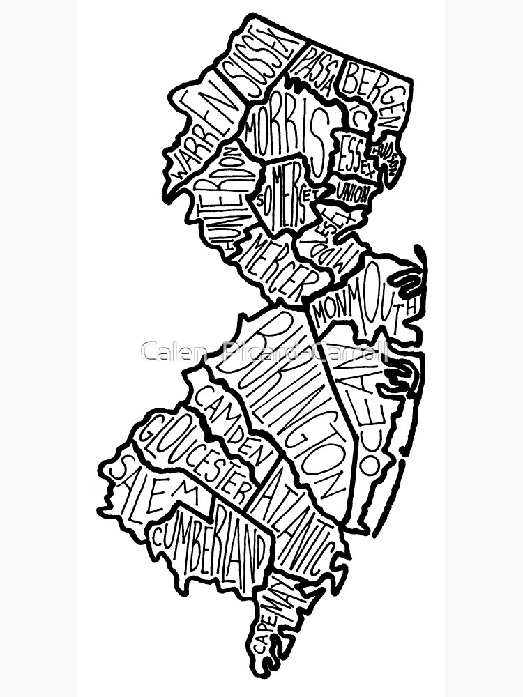 New Jersey Map Poster By Extremebunny Redbubble