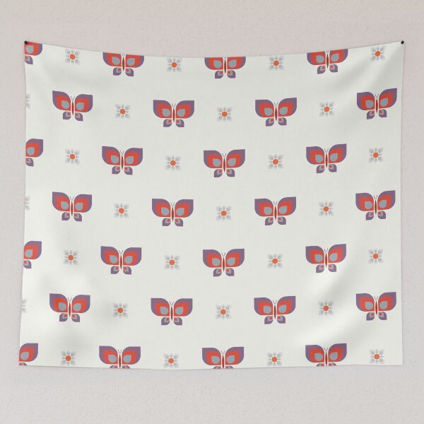 Item preview, Geometric retro pink butterfly vector pattern in line. designed and sold by Limolida.
