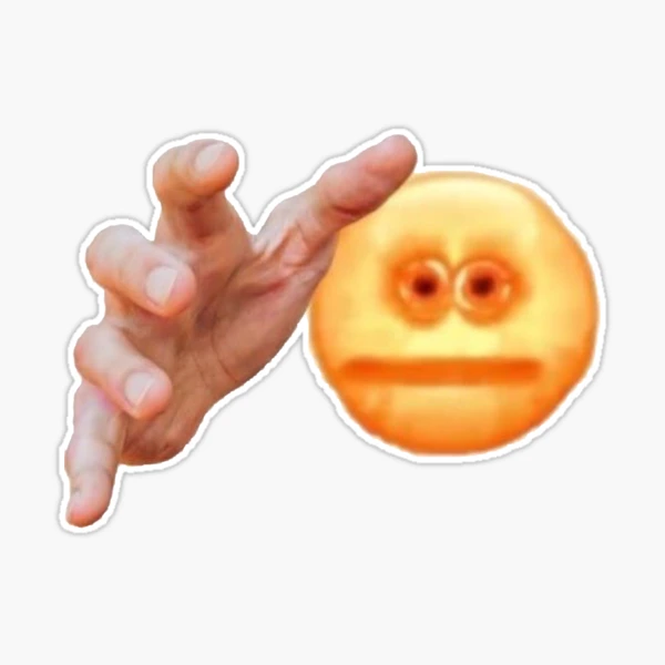 Thinking about cursed emoji hand Sticker for Sale by JanineUrban