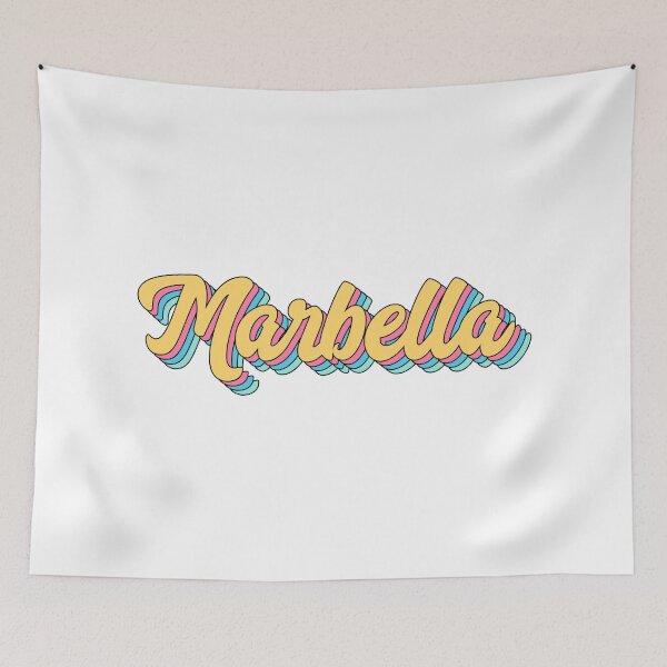 Item preview, Marbella Retro Yellow Script designed and sold by modeoftravel.