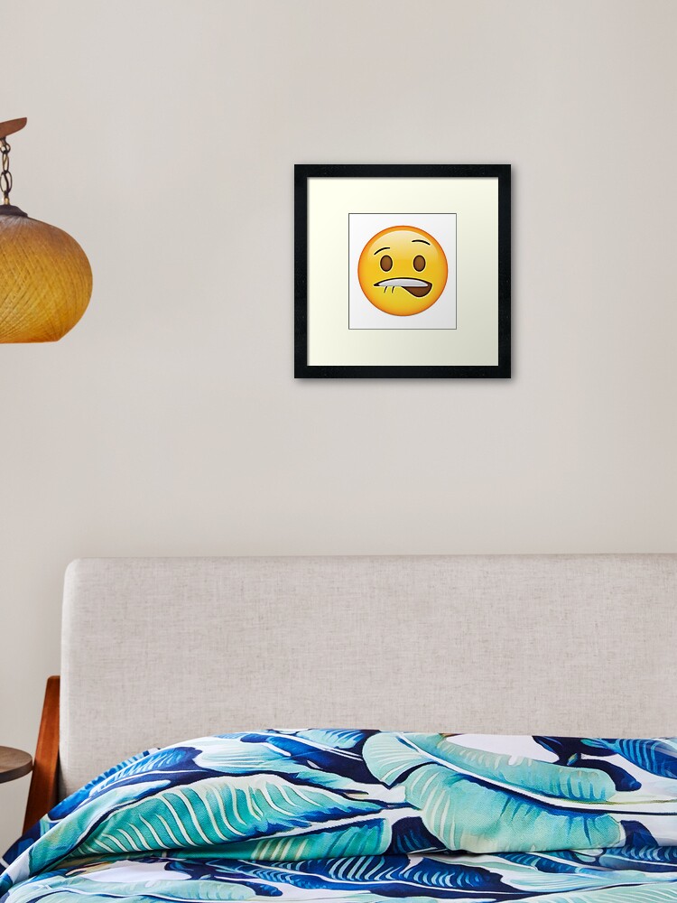 Lip Bite Emoji | Framed Art Print