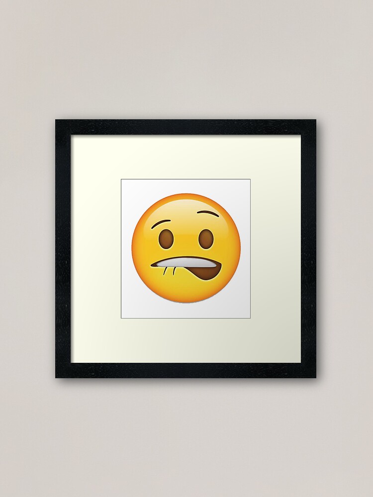 Lip Bite Emoji | Framed Art Print