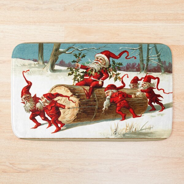 Item preview, RED CHRISTMAS  ELVES CARRYING A TREE TRUNK  designed and sold by BulganLumini.