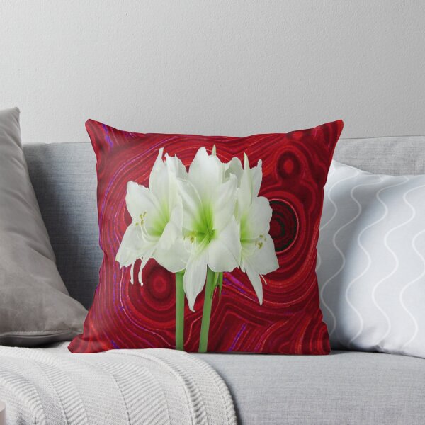 Item preview, RED PATTERNS ART WHITE AMARYLLIS NATURE DESIGN designed and sold by sharlesart.