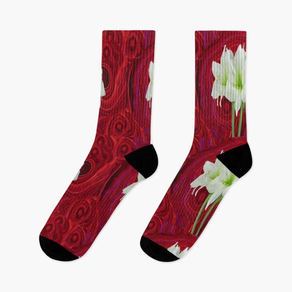 Item preview, RED PATTERNS ART WHITE AMARYLLIS NATURE DESIGN designed and sold by sharlesart.