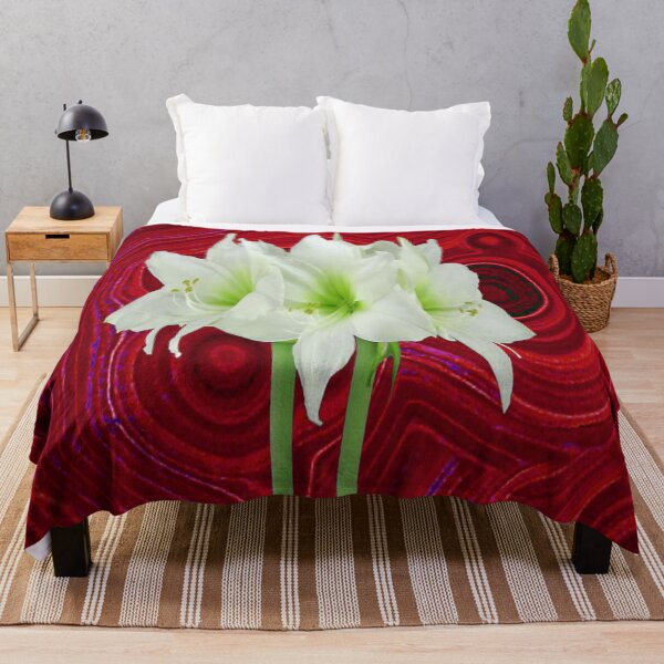 Item preview, RED PATTERNS ART WHITE AMARYLLIS NATURE DESIGN designed and sold by sharlesart.