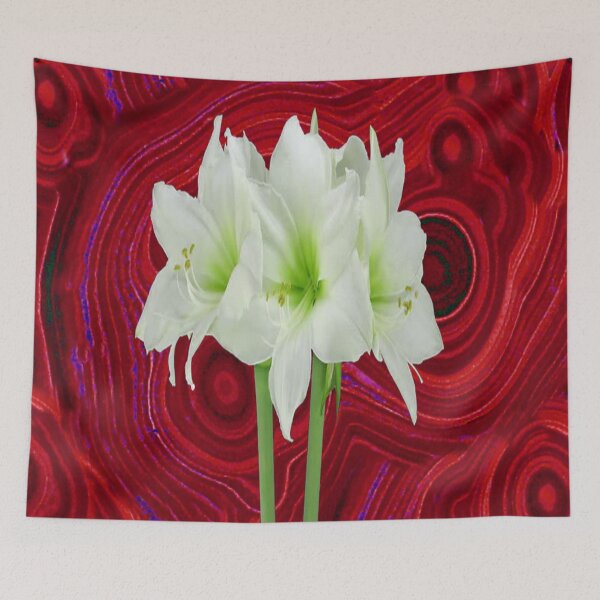 Item preview, RED PATTERNS ART WHITE AMARYLLIS NATURE DESIGN designed and sold by sharlesart.