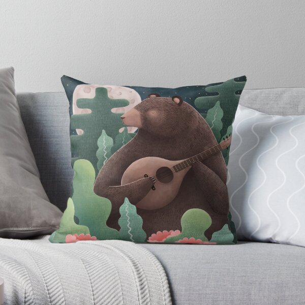 Musical bear Throw Pillow