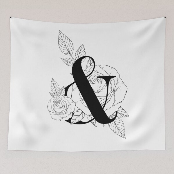 Item preview, Ampersand Monogram with Rose Line Art designed and sold by GraphicsbyNel.